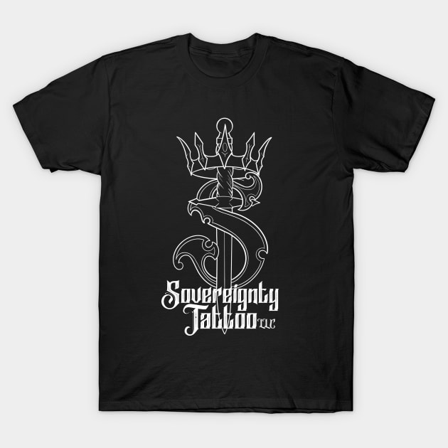 Sovereignty Tattoo Logo (White) T-Shirt by Voorheestattoos